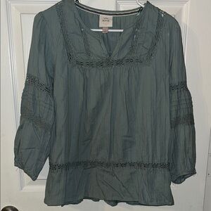 Knox Rose Women's Blue Lace Detail Blouse
